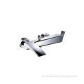 Chrome Singel Handle Wall Mounted Bath Taps , Double Holes